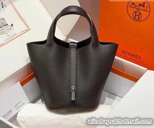 Low Cost Hermes Picotin Lock Mini Bag 18cm in Germany and Clemence TC Leather 4056 46 Ebeny 2026 (Half Handmade)