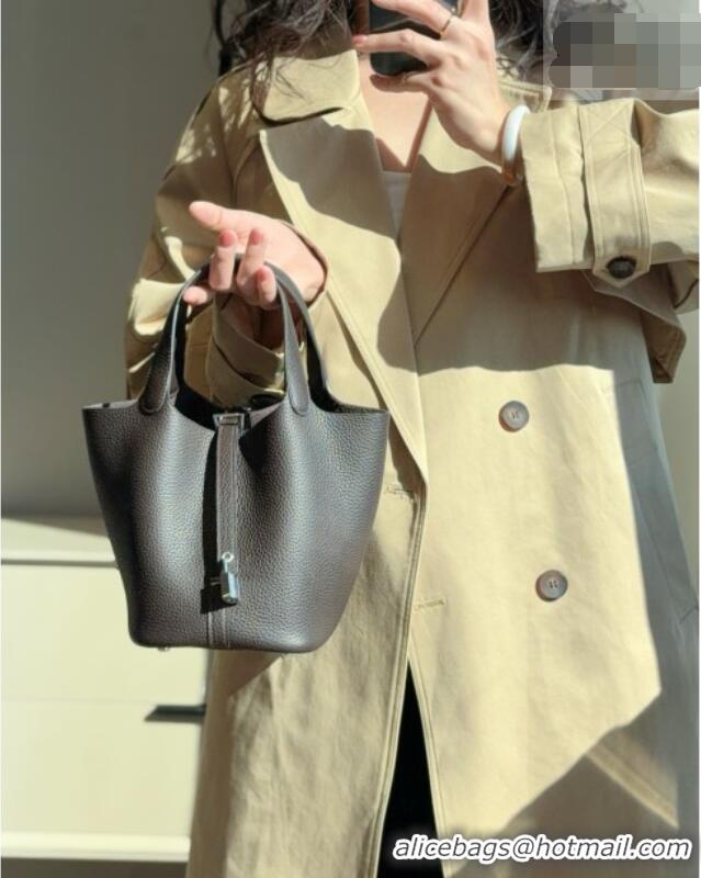 Low Cost Hermes Picotin Lock Mini Bag 18cm in Germany and Clemence TC Leather 4056 46 Ebeny 2026 (Half Handmade)