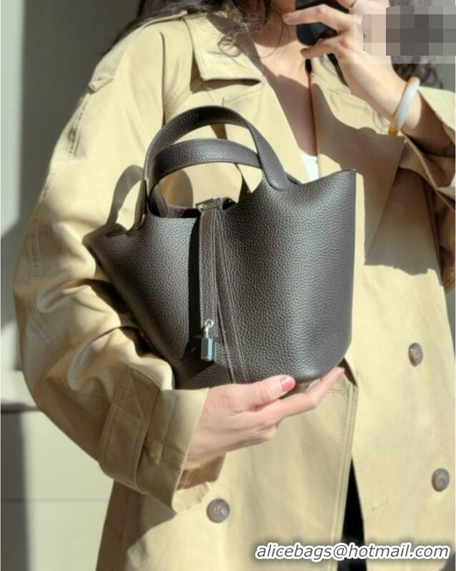 Low Cost Hermes Picotin Lock Mini Bag 18cm in Germany and Clemence TC Leather 4056 46 Ebeny 2026 (Half Handmade)