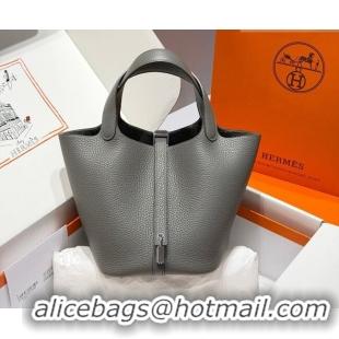 High Quality Hermes Picotin Lock Mini Bag 18cm in Germany and Clemence TC Leather 4056 Cloud Grey 2026 (Half Handmade)
