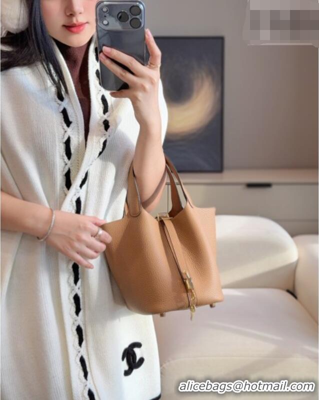 Buy Grade Hermes Picotin Lock Mini Bag 18cm in Germany and Clemence TC Leather 4056 Milk Tea 2026 (Half Handmade)
