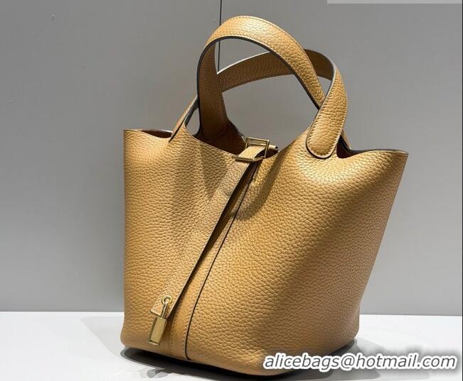 Buy Grade Hermes Picotin Lock Mini Bag 18cm in Germany and Clemence TC Leather 4056 Milk Tea 2026 (Half Handmade)