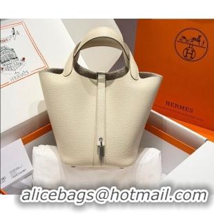 Most Popular Hermes Picotin Lock Mini Bag 18cm in Germany and Clemence TC Leather 4056 Milk Shake White/Silver 2026 (Hal