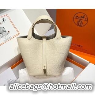 Spot Cheap Hermes Picotin Lock Mini Bag 18cm in Germany and Clemence TC Leather 4056 Milk Shake White/Gold 2026 (Half Ha