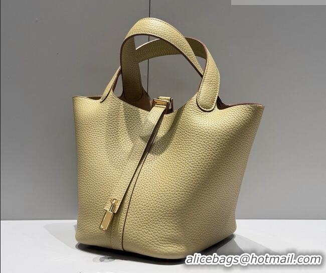 Good Price Hermes Picotin Lock Mini Bag 18cm in Germany and Clemence TC Leather 4056 Coat Grey/Gold 2026 (Half Handmade)