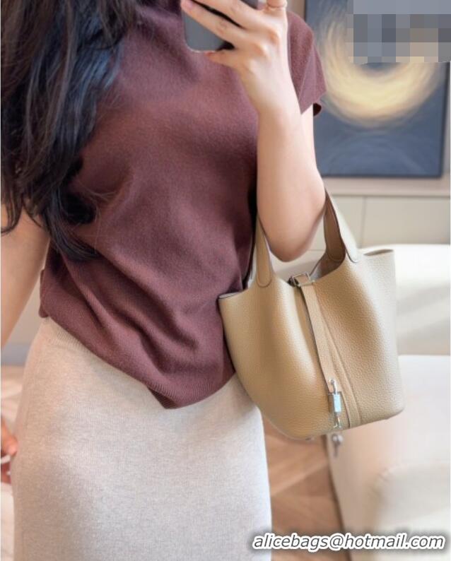 Best Product Hermes Picotin Lock Mini Bag 18cm in Germany and Clemence TC Leather 4056 Coat Grey/Silver 2026 (Half Handm