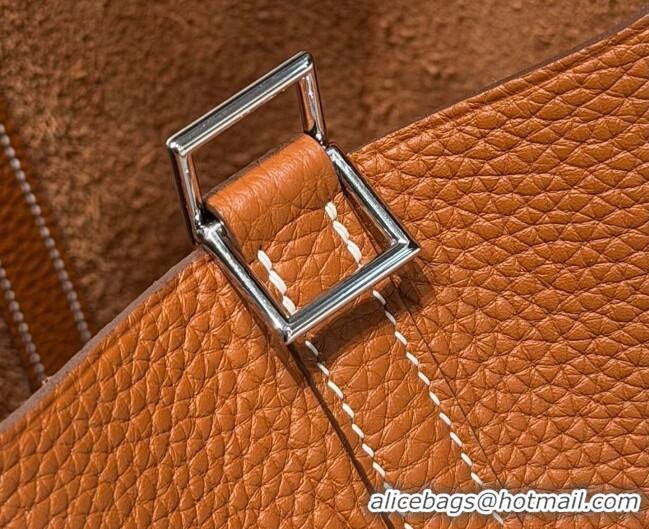 Top Design Hermes Picotin Lock Mini Bag 18cm in Germany and Clemence TC Leather 4056 Brown/Silver 2026 (Half Handmade)