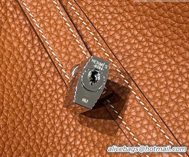 Top Design Hermes Picotin Lock Mini Bag 18cm in Germany and Clemence TC Leather 4056 Brown/Silver 2026 (Half Handmade)