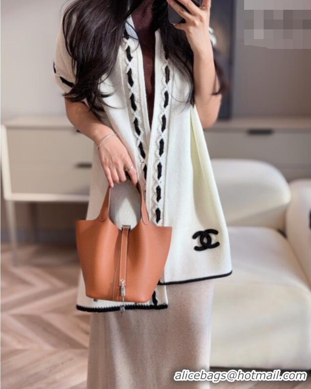 Top Design Hermes Picotin Lock Mini Bag 18cm in Germany and Clemence TC Leather 4056 Brown/Silver 2026 (Half Handmade)