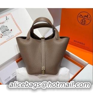 Promotional Hermes Picotin Lock Mini Bag 18cm in Germany and Clemence TC Leather 4056 Elephant Grey/Gold 2026 (Half Hand