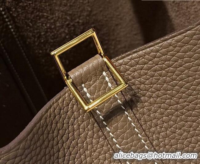 Promotional Hermes Picotin Lock Mini Bag 18cm in Germany and Clemence TC Leather 4056 Elephant Grey/Gold 2026 (Half Hand