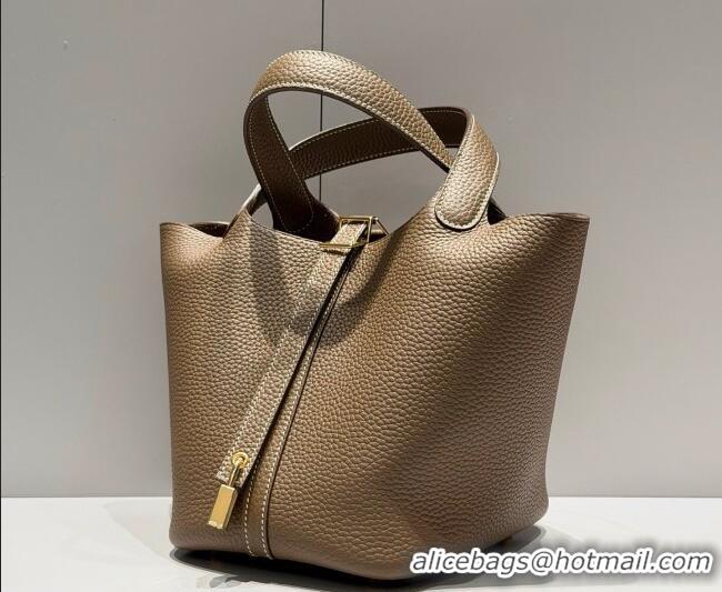 Promotional Hermes Picotin Lock Mini Bag 18cm in Germany and Clemence TC Leather 4056 Elephant Grey/Gold 2026 (Half Hand