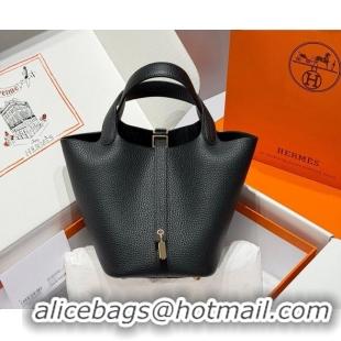 Grade Discount Hermes Picotin Lock Mini Bag 18cm in Germany and Clemence TC Leather 4056 Black/Gold 2026 (Half Handmade)