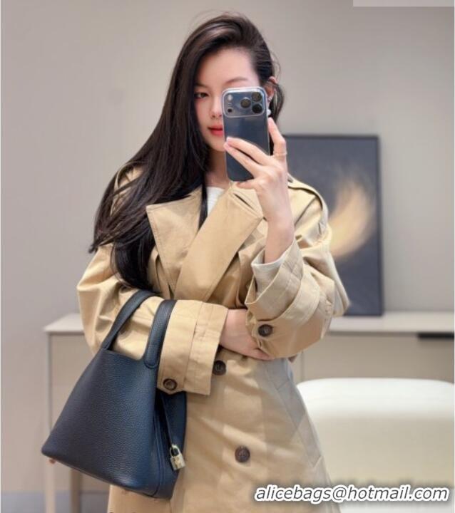Grade Discount Hermes Picotin Lock Mini Bag 18cm in Germany and Clemence TC Leather 4056 Black/Gold 2026 (Half Handmade)
