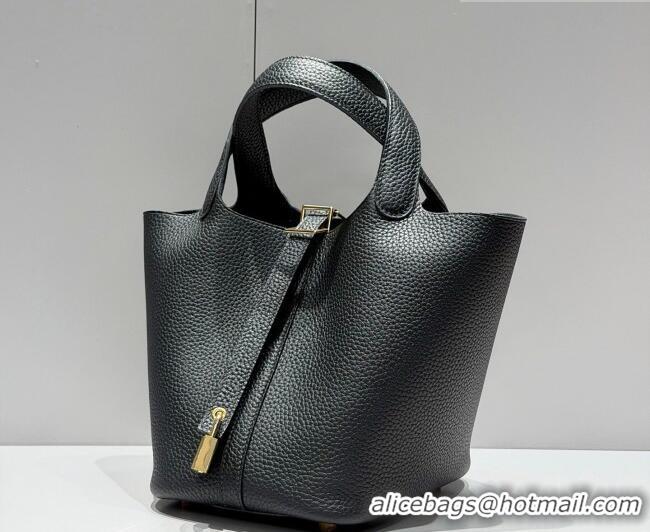 Grade Discount Hermes Picotin Lock Mini Bag 18cm in Germany and Clemence TC Leather 4056 Black/Gold 2026 (Half Handmade)