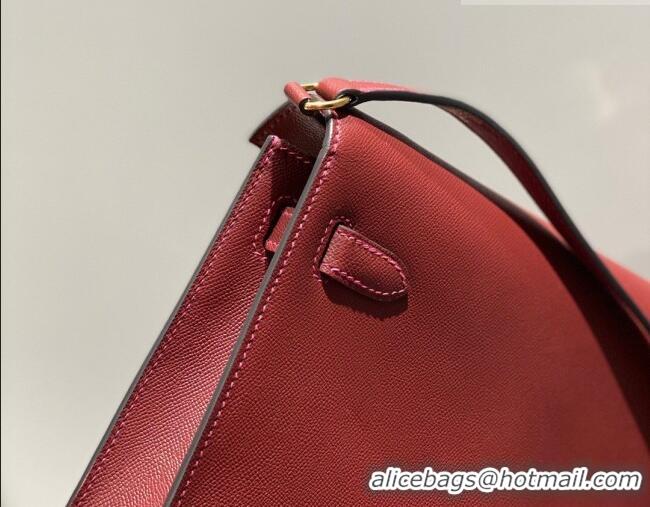 Buy Fashionable Hermes Kelly Elan Bag in Saffiano Cow Leather 4078 Burgundy/Gold 2026 (Half Handmade)