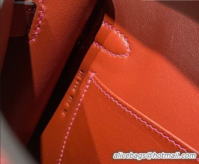 Cheapest Hermes Kelly Elan Bag in Saffiano Cow Leather 4078 Burgundy/Silver 2026 (Half Handmade)