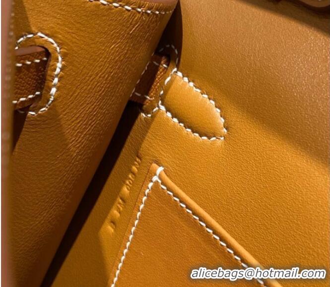 Original Cheap Hermes Kelly Elan Bag in Saffiano Cow Leather 4078 Brown/Gold 2026 (Half Handmade)