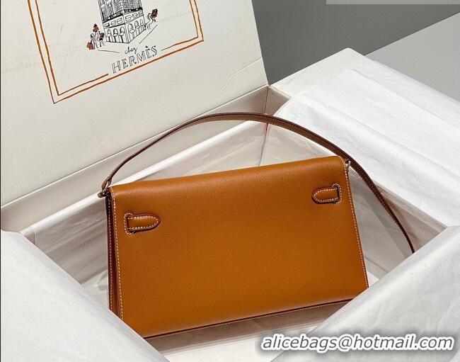 Original Cheap Hermes Kelly Elan Bag in Saffiano Cow Leather 4078 Brown/Gold 2026 (Half Handmade)