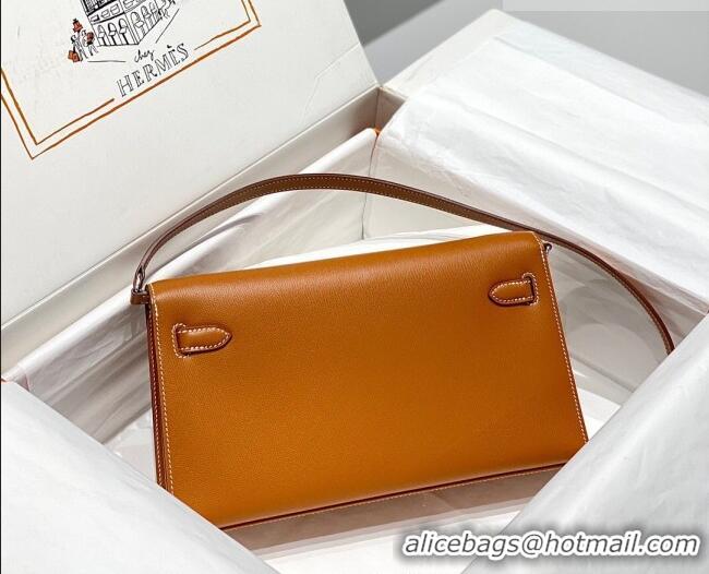 Inexpensive Hermes Kelly Elan Bag in Saffiano Cow Leather 4078 Brown/Silver 2026 (Half Handmade)