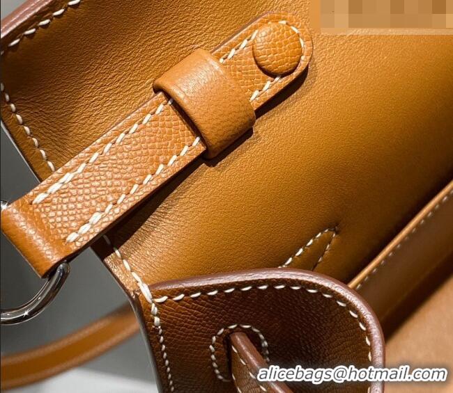 Inexpensive Hermes Kelly Elan Bag in Saffiano Cow Leather 4078 Brown/Silver 2026 (Half Handmade)