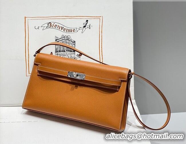 Inexpensive Hermes Kelly Elan Bag in Saffiano Cow Leather 4078 Brown/Silver 2026 (Half Handmade)