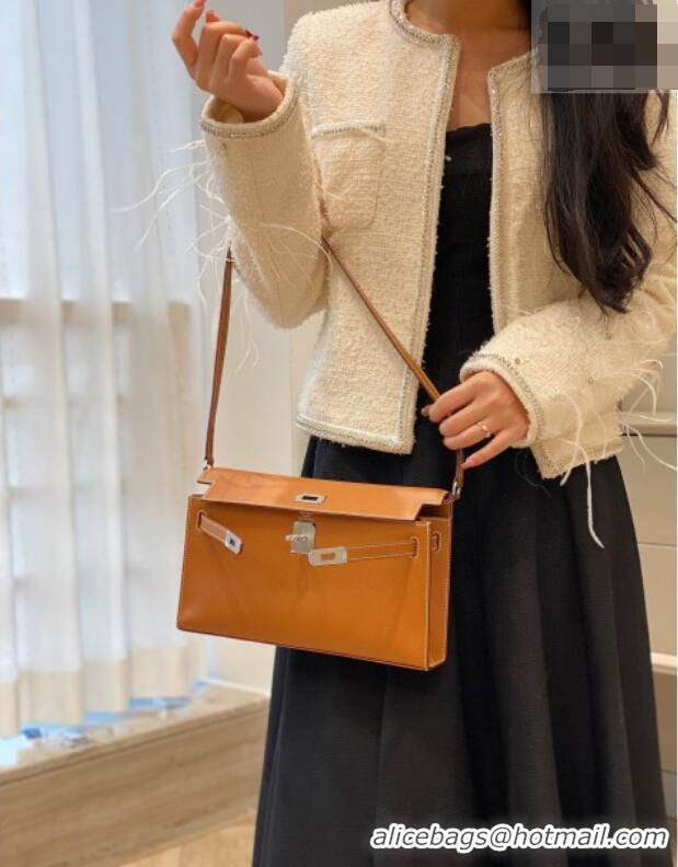 Inexpensive Hermes Kelly Elan Bag in Saffiano Cow Leather 4078 Brown/Silver 2026 (Half Handmade)