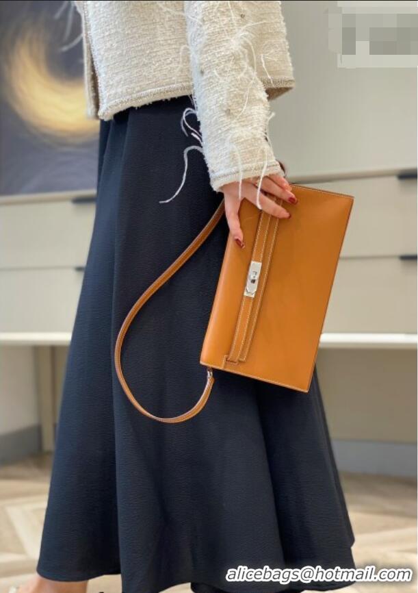 Inexpensive Hermes Kelly Elan Bag in Saffiano Cow Leather 4078 Brown/Silver 2026 (Half Handmade)