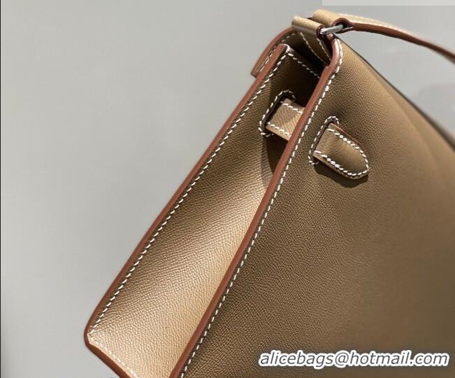 Good Taste Hermes Kelly Elan Bag in Saffiano Cow Leather 4078 Elephant Grey/Silver 2026 (Half Handmade)