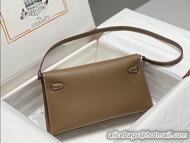 Good Taste Hermes Kelly Elan Bag in Saffiano Cow Leather 4078 Elephant Grey/Silver 2026 (Half Handmade)