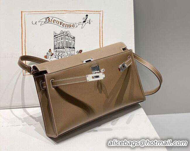 Good Taste Hermes Kelly Elan Bag in Saffiano Cow Leather 4078 Elephant Grey/Silver 2026 (Half Handmade)