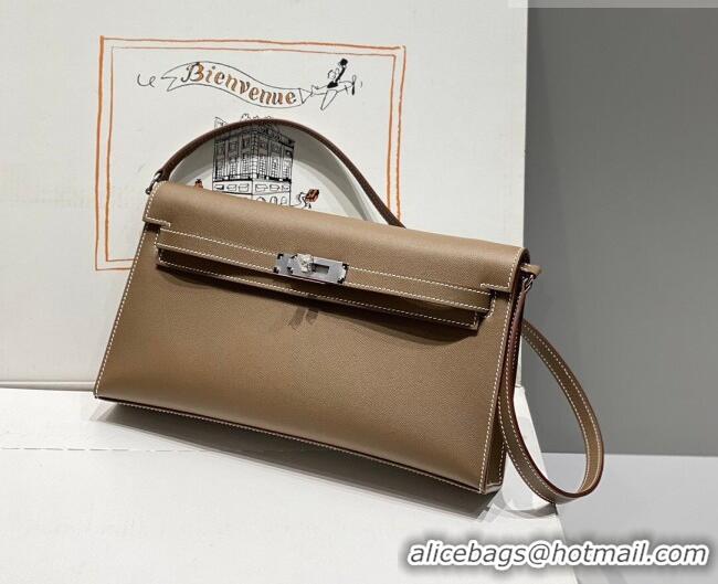 Good Taste Hermes Kelly Elan Bag in Saffiano Cow Leather 4078 Elephant Grey/Silver 2026 (Half Handmade)