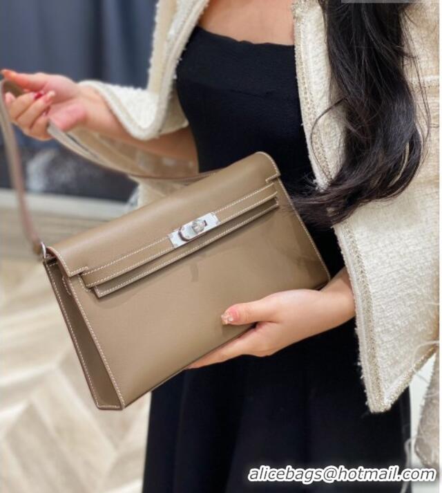 Good Taste Hermes Kelly Elan Bag in Saffiano Cow Leather 4078 Elephant Grey/Silver 2026 (Half Handmade)
