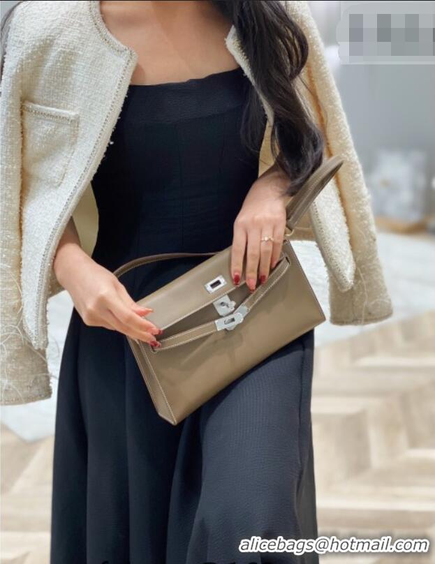 Good Taste Hermes Kelly Elan Bag in Saffiano Cow Leather 4078 Elephant Grey/Silver 2026 (Half Handmade)