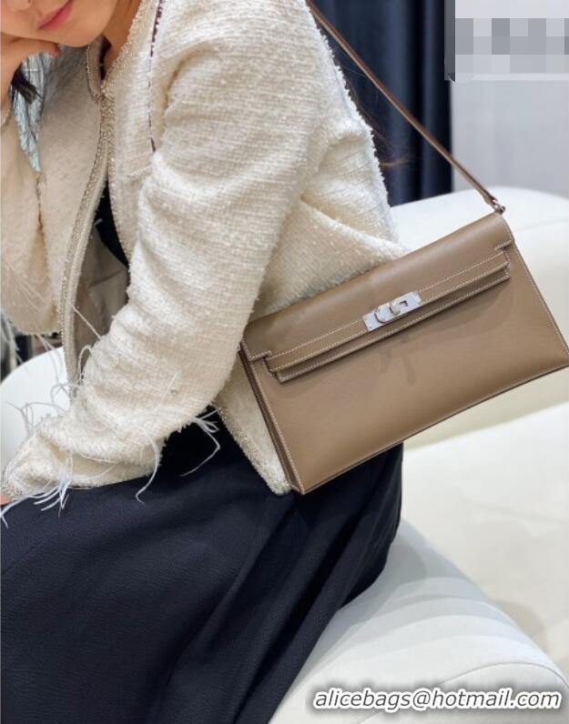 Good Taste Hermes Kelly Elan Bag in Saffiano Cow Leather 4078 Elephant Grey/Silver 2026 (Half Handmade)