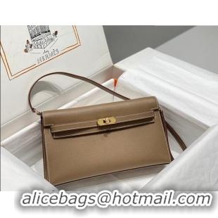 Reasonable Price Hermes Kelly Elan Bag in Saffiano Cow Leather 4078 Elephant Grey/Gold 2026 (Half Handmade)