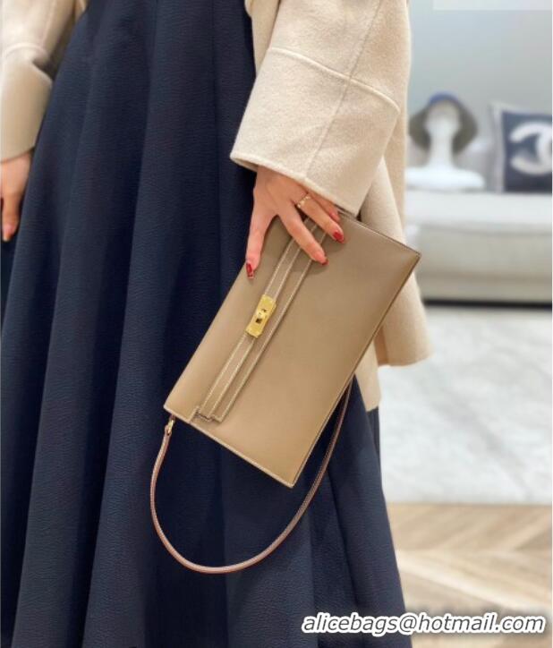 Reasonable Price Hermes Kelly Elan Bag in Saffiano Cow Leather 4078 Elephant Grey/Gold 2026 (Half Handmade)