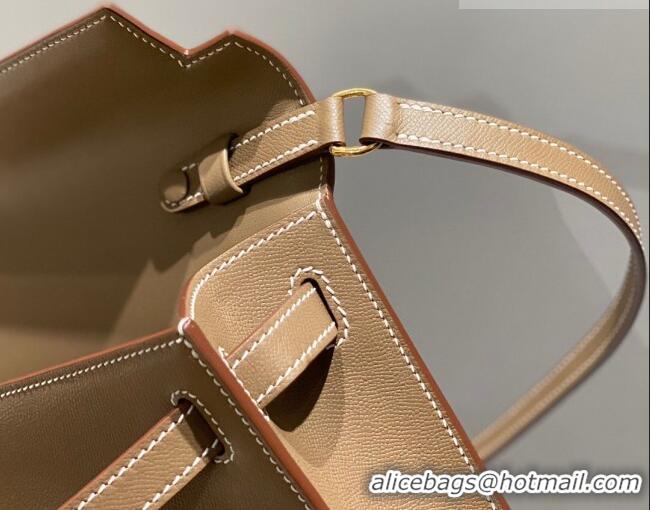 Reasonable Price Hermes Kelly Elan Bag in Saffiano Cow Leather 4078 Elephant Grey/Gold 2026 (Half Handmade)