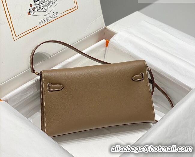 Reasonable Price Hermes Kelly Elan Bag in Saffiano Cow Leather 4078 Elephant Grey/Gold 2026 (Half Handmade)