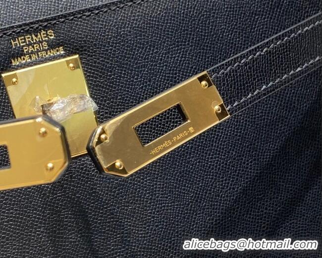 Luxury Cheap Hermes Kelly Elan Bag in Saffiano Cow Leather 4078 Black/Gold 2026 (Half Handmade)