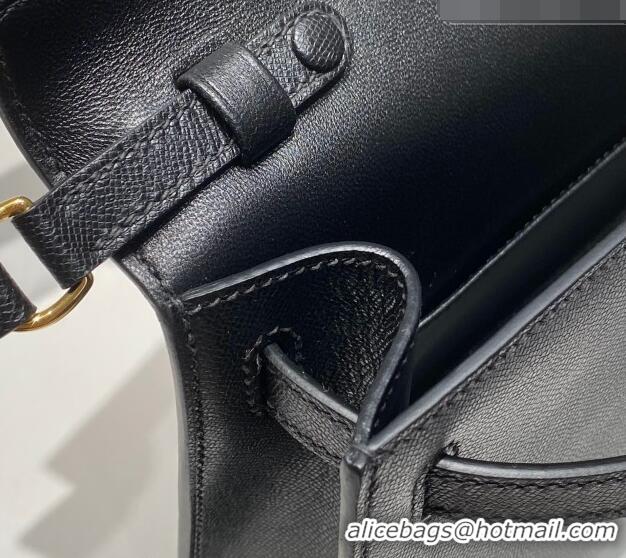 Luxury Cheap Hermes Kelly Elan Bag in Saffiano Cow Leather 4078 Black/Gold 2026 (Half Handmade)