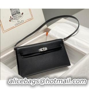 Best Grade Hermes Kelly Elan Bag in Saffiano Cow Leather 4078 Black/Silver 2026 (Half Handmade)