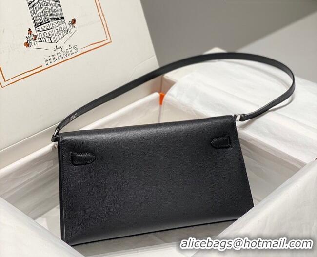 Best Grade Hermes Kelly Elan Bag in Saffiano Cow Leather 4078 Black/Silver 2026 (Half Handmade)