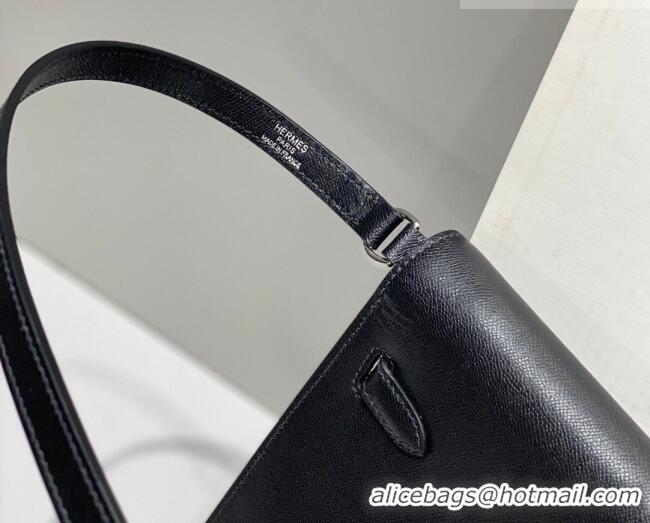 Best Grade Hermes Kelly Elan Bag in Saffiano Cow Leather 4078 Black/Silver 2026 (Half Handmade)
