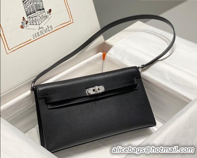 Best Grade Hermes Kelly Elan Bag in Saffiano Cow Leather 4078 Black/Silver 2026 (Half Handmade)