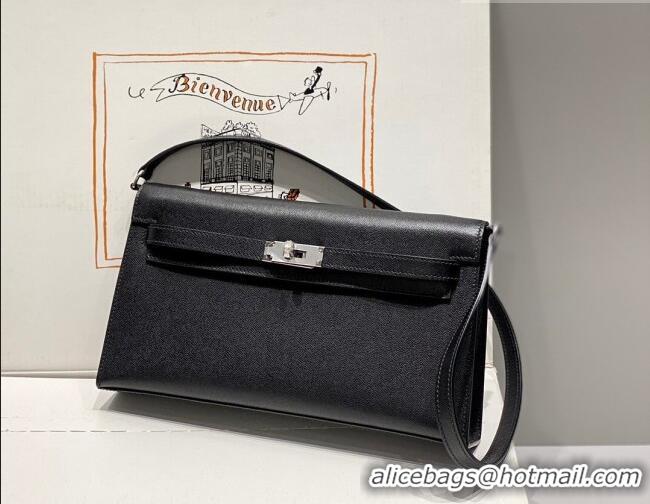 Best Grade Hermes Kelly Elan Bag in Saffiano Cow Leather 4078 Black/Silver 2026 (Half Handmade)
