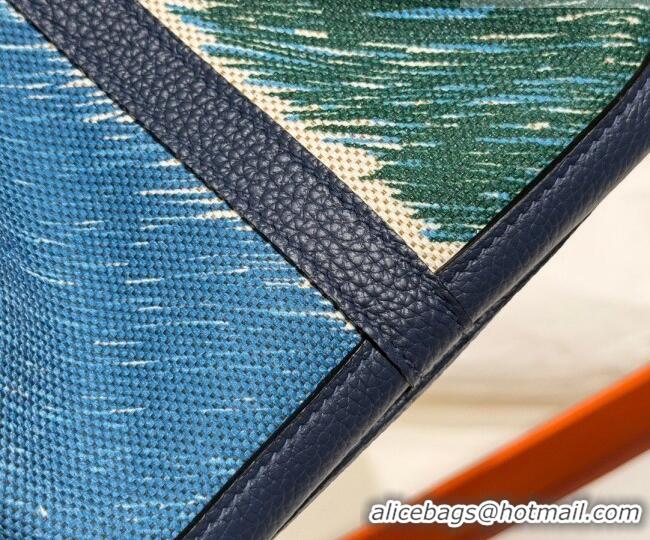 Promotional Hermes Garden Party Bag 36cm in Printed Canvas and Calfskin 4086 Green/Blue/White 2026 (Half Handmade)