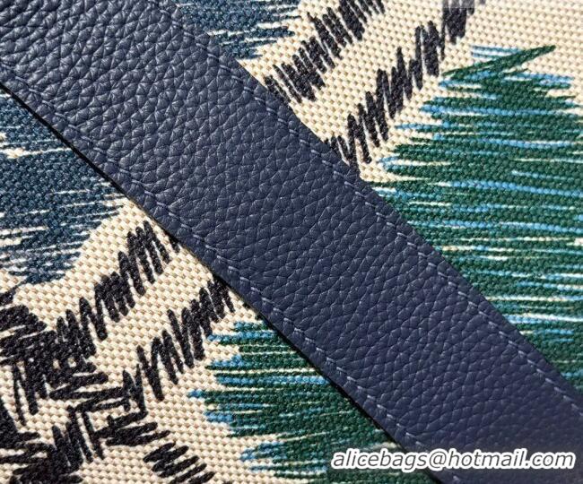 Promotional Hermes Garden Party Bag 36cm in Printed Canvas and Calfskin 4086 Green/Blue/White 2026 (Half Handmade)