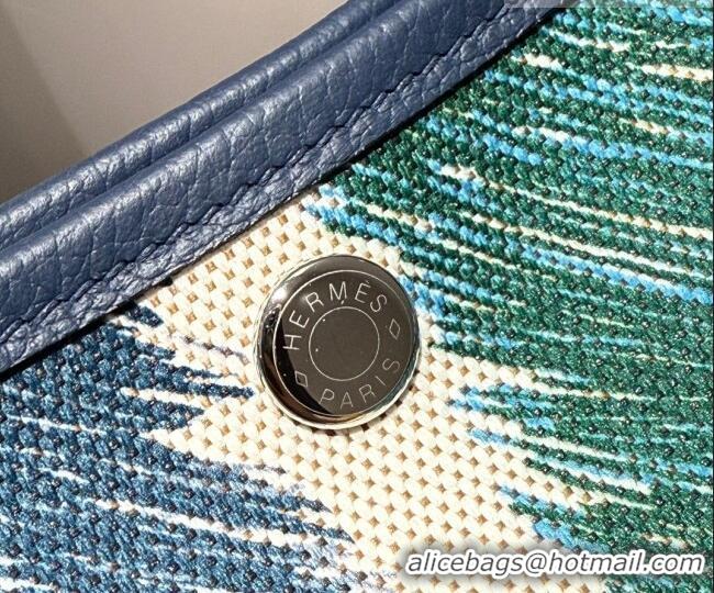 Promotional Hermes Garden Party Bag 36cm in Printed Canvas and Calfskin 4086 Green/Blue/White 2026 (Half Handmade)