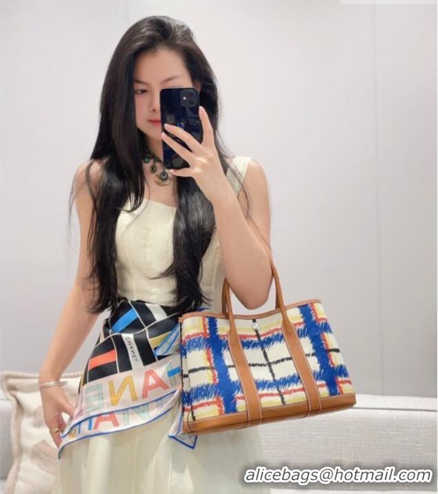 Best Quality Hermes Garden Party Bag 30cm in Printed Canvas and Calfskin 0414 Brown 2026 (Half Handmade)